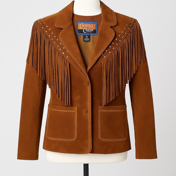 Cripple Creek Women’s Leather Fringe Jacket Size M – 100% Genuine Suede Western - Picture 1 of 4